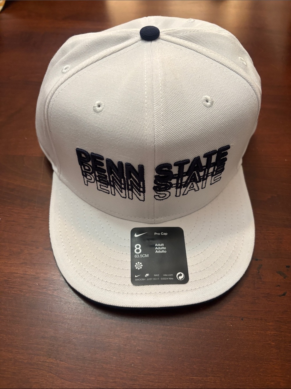 Nike White & Navy Penn State Embroidered Fitted Hat